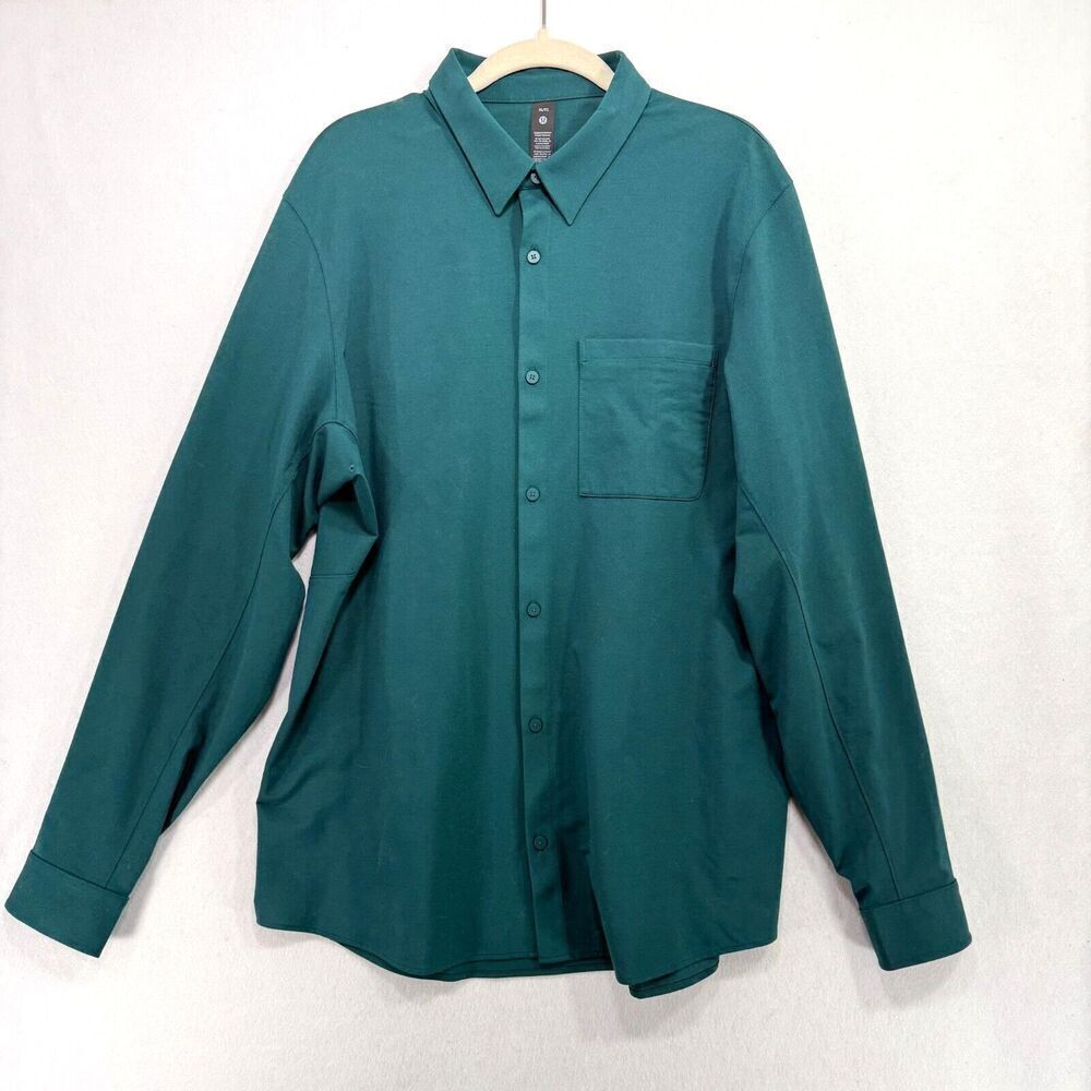 Lululemon Shirt Men XL Green Commission Long Sleeve Career Stretch Everyday